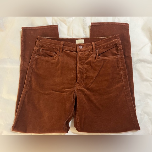 Mother Women’s jeans size 30 brown orange corduroy straight leg tomcat jeans 90s - Picture 8 of 13